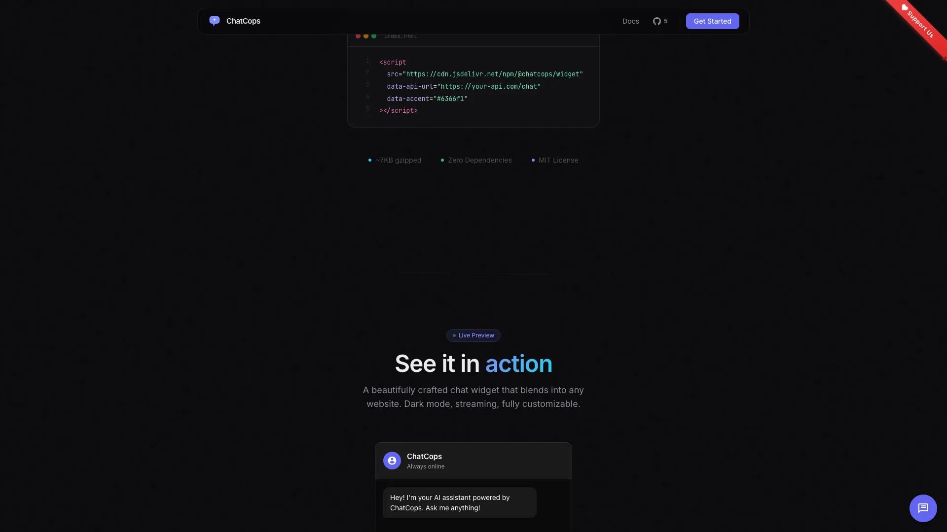 ChatCops - Embeddable AI chat widget for websites