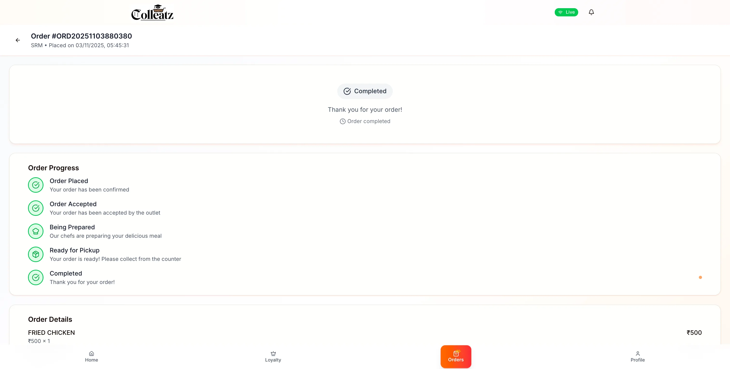 Order tracking