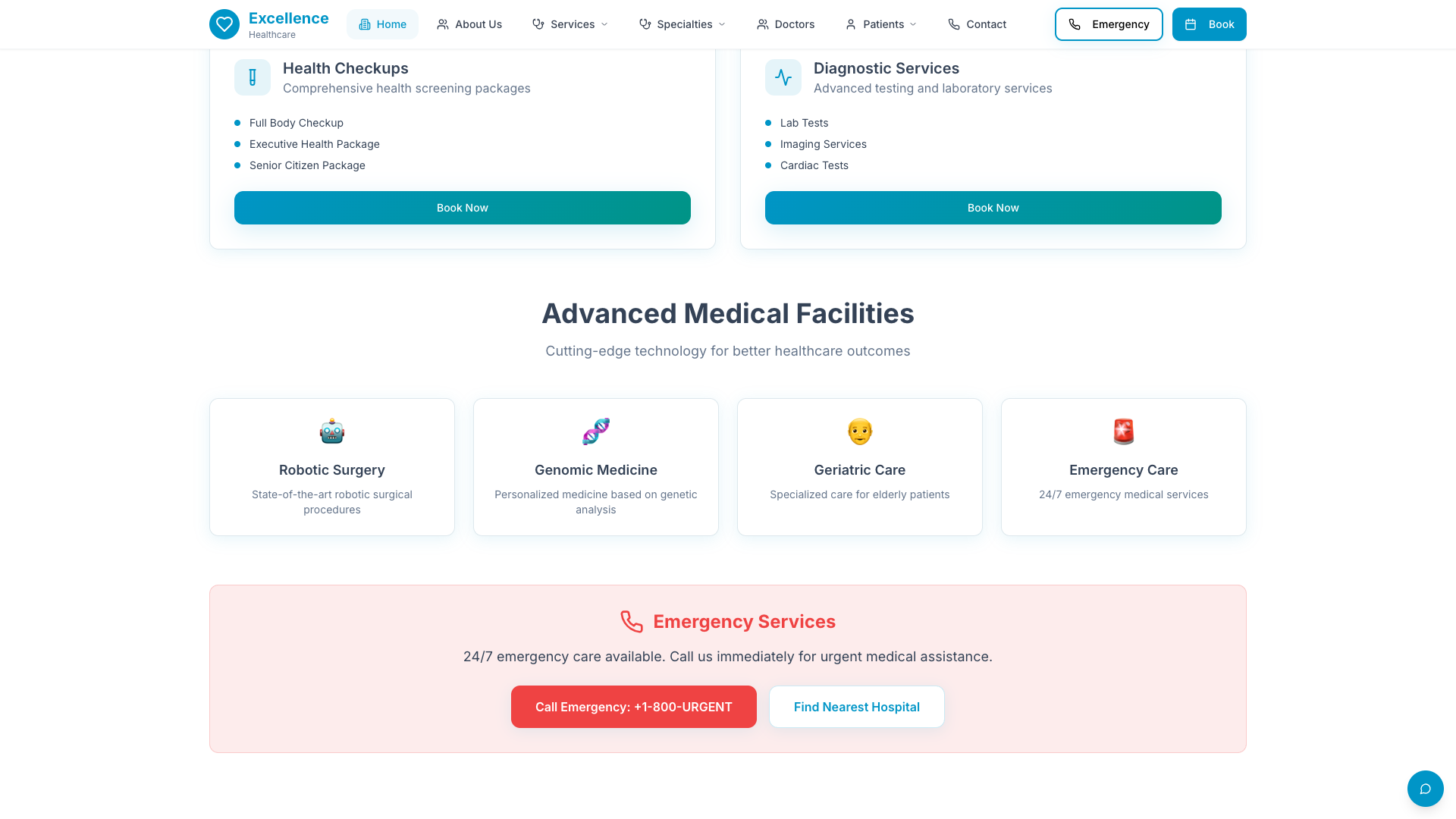 Healthcare homepage