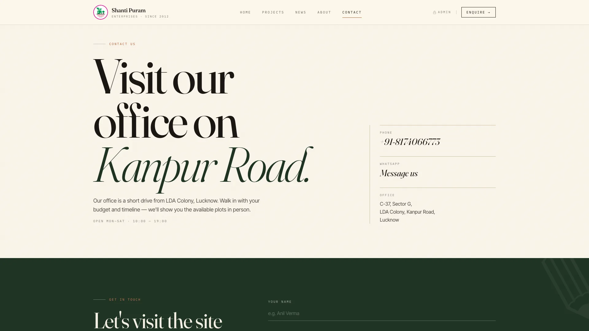 Lucknow Properties — contact and enquiry page