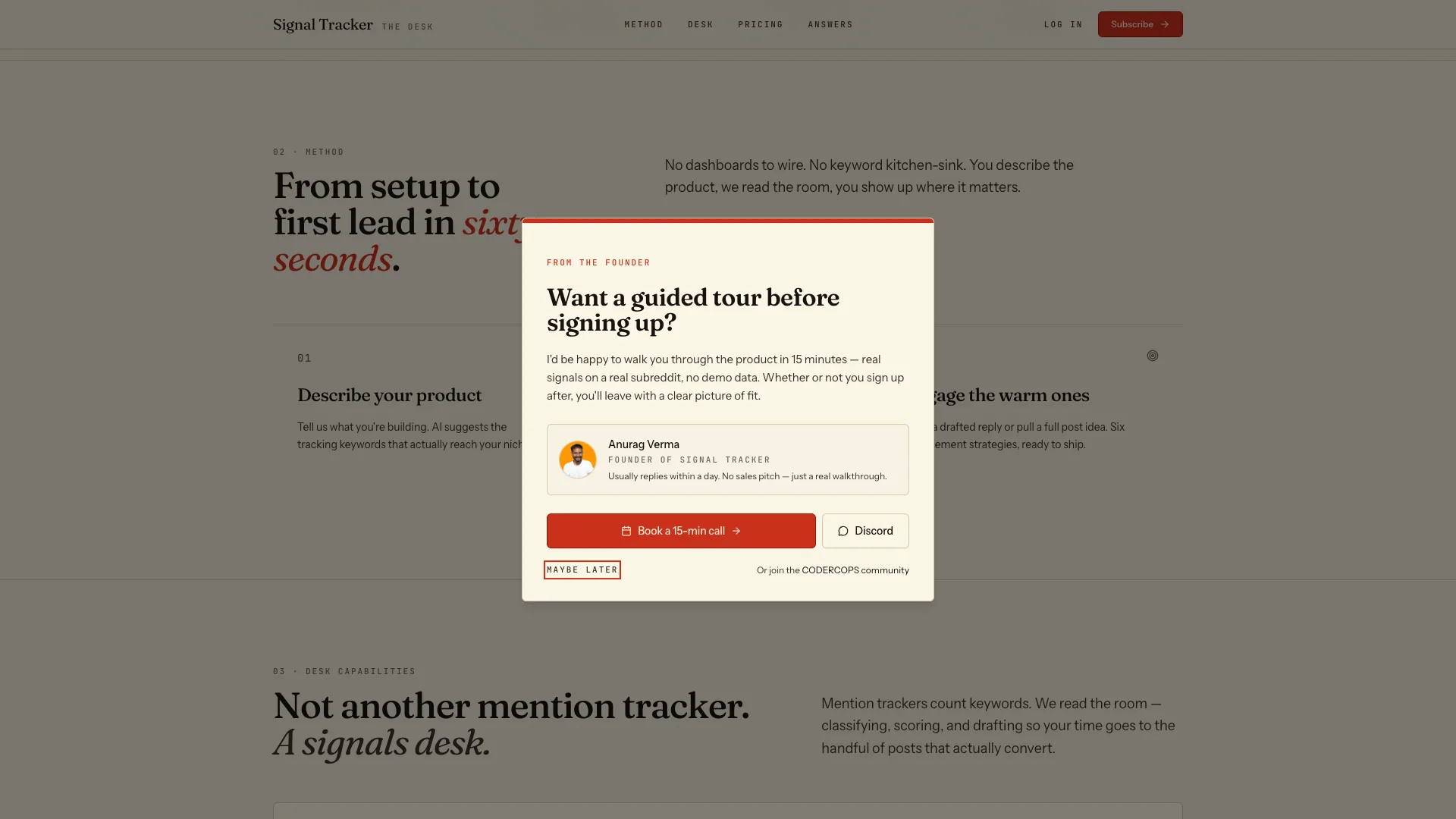 How Signal Tracker works — three-step setup